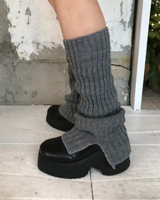 Maru Knit Slit Leg Warmer Shirred Bootcut Lower