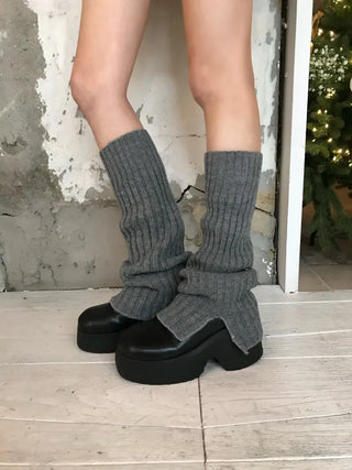 Maru Knit Slit Leg Warmer Shirred Bootcut Lower