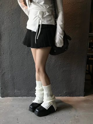 Maru Knit Slit Leg Warmer Shirred Bootcut Lower