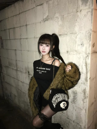 Selly Brown Two-tone Fur Jacket Gyaru Pinterest Daily