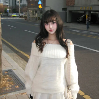 Louis Angora Off-shoulder Fur Knit Lovely Daily Year-End