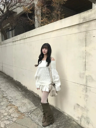 Louis Angora Off-shoulder Fur Knit Lovely Daily Year-End