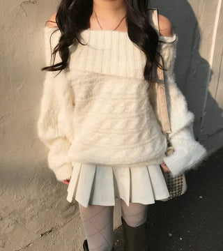 Louis Angora Off-shoulder Fur Knit Lovely Daily Year-End