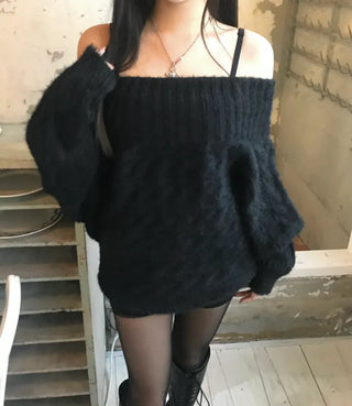 Louis Angora Off-shoulder Fur Knit Lovely Daily Year-End