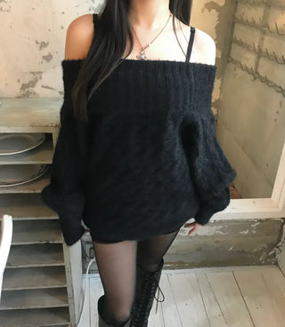 Louis Angora Off-shoulder Fur Knit Lovely Daily Year-End