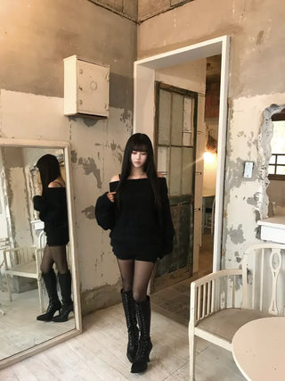 Louis Angora Off-shoulder Fur Knit Lovely Daily Year-End