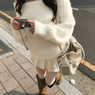 Louis Angora Off-shoulder Fur Knit Lovely Daily Year-End