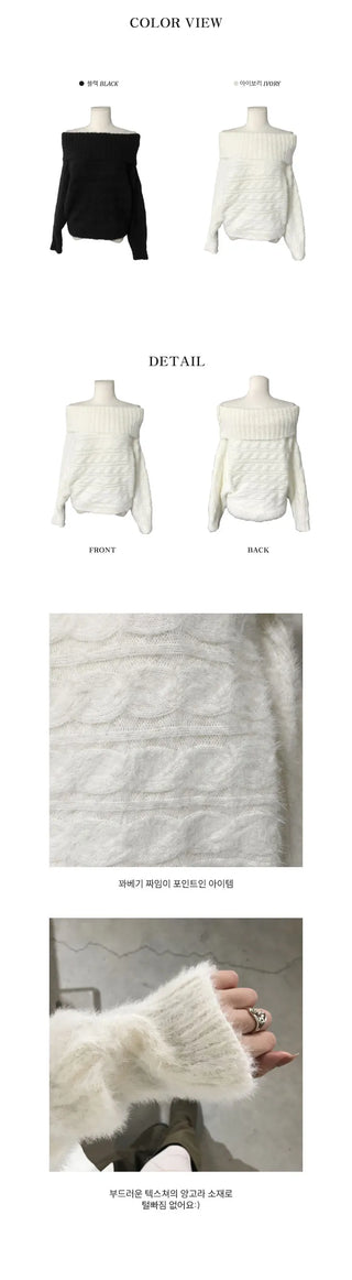 Louis Angora Off-shoulder Fur Knit Lovely Daily Year-End