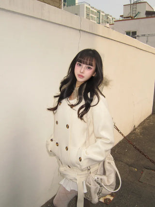 Lena Fur Hooded Double-Button Jacket Coat Daily Pinterest