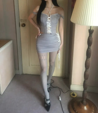 Diamond Asymmetrical Mesh Stockings Tattoo See-through Statement Item