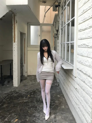 Diamond Asymmetrical Mesh Stockings Tattoo See-through Statement Item