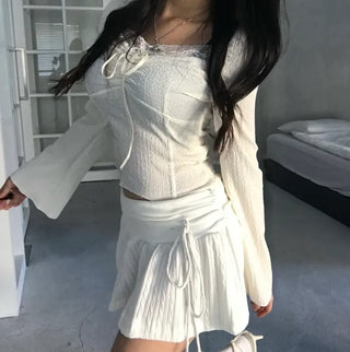 Princess Ribbon Puff Long Sleeve Blouse Tee T-shirt