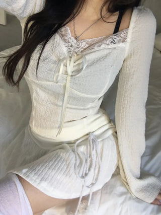 Princess Ribbon Puff Long Sleeve Blouse Tee T-shirt