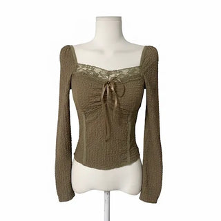 Princess Ribbon Puff Long Sleeve Blouse Tee T-shirt