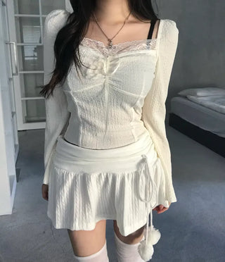 Princess Ribbon Puff Long Sleeve Blouse Tee T-shirt