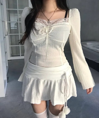 Princess Ribbon Puff Long Sleeve Blouse Tee T-shirt
