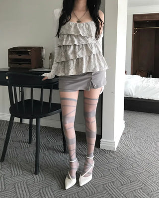 Rosy Floral Jacquard Tiered Sleeveless Lace Rose Date