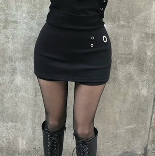 Metal Eyelet Mini Skirt Low-rise Ring Sleeveless Modern