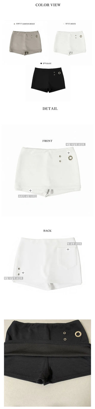 Metal Eyelet Mini Skirt Low-rise Ring Sleeveless Modern