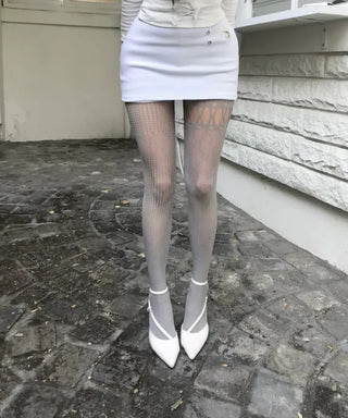 Metal Eyelet Mini Skirt Low-rise Ring Sleeveless Modern