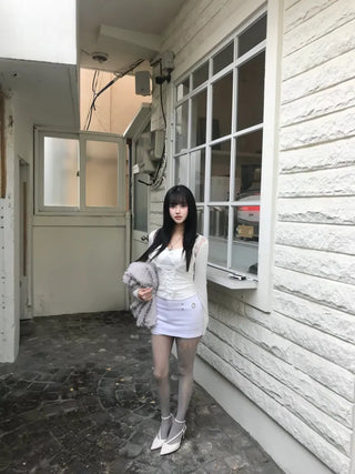 Metal Eyelet Mini Skirt Low-rise Ring Sleeveless Modern