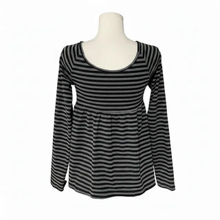 Rush Striped Ribbon Flare Tee Long Sleeve Off-shoulder