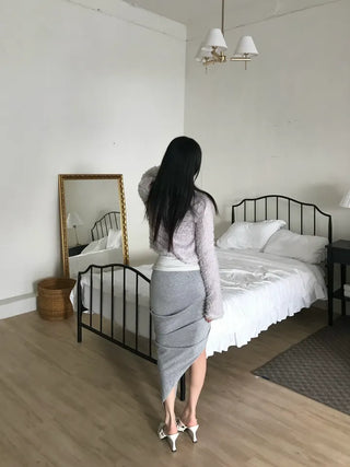 Haas Asymmetrical Stram Wrap Skirt Long Midi Elastic