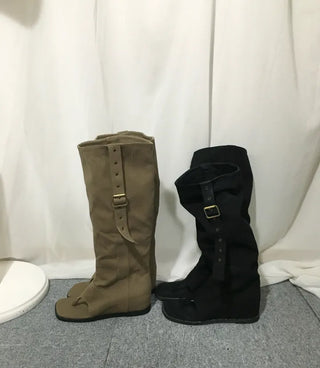 Buckle flip-flops hidden heel boots summer belt eyelet