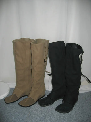 Buckle flip-flops hidden heel boots summer belt eyelet