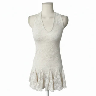 Rose See-through Brushed Halterneck Dress Flare Halter Spring