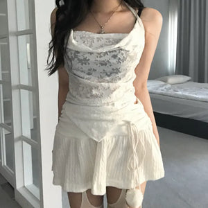 Jacquard Vintage Drape Halterneck Sleeveless Bustier Layered Travel