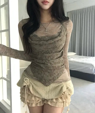 Jacquard Vintage Drape Halterneck Sleeveless Bustier Layered Travel