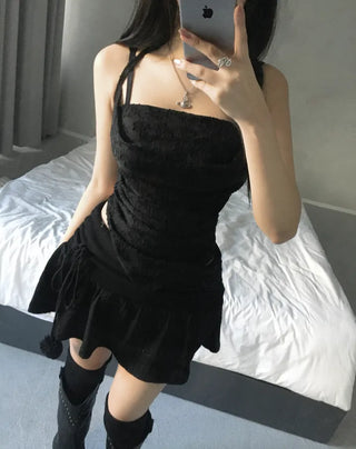 Jacquard Vintage Drape Halterneck Sleeveless Bustier Layered Travel