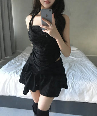 Jacquard Vintage Drape Halterneck Sleeveless Bustier Layered Travel