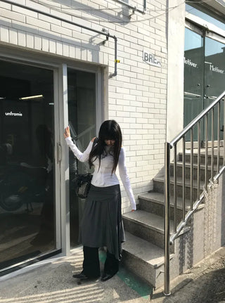 Snap Off-Shoulder Long Sleeve T-Shirt Daily Training Basic