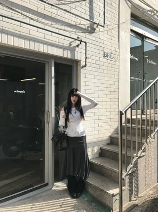 Snap Off-Shoulder Long Sleeve T-Shirt Daily Training Basic
