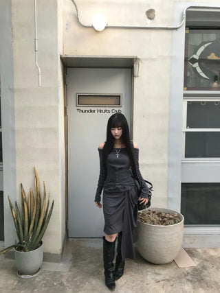 Snap Off-Shoulder Long Sleeve T-Shirt Daily Training Basic