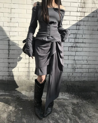 Snap Off-Shoulder Long Sleeve T-Shirt Daily Training Basic
