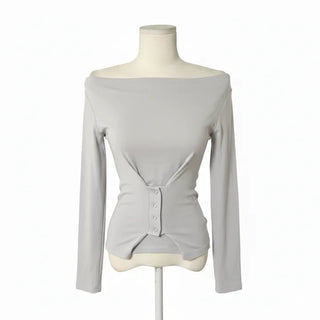 Snap Off-Shoulder Long Sleeve T-Shirt Daily Training Basic