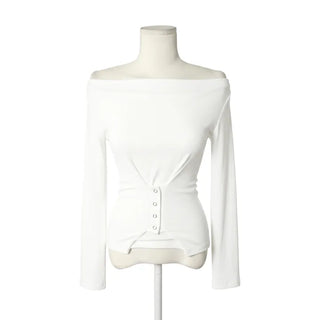 Snap Off-Shoulder Long Sleeve T-Shirt Daily Training Basic