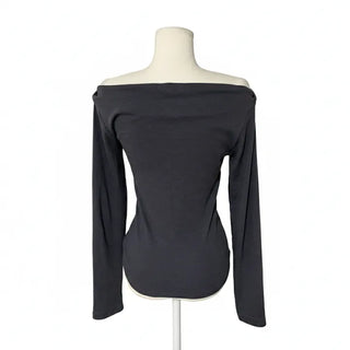 Snap Off-Shoulder Long Sleeve T-Shirt Daily Training Basic