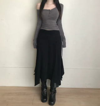 Layered Folding Long Skirt Maxi Petite Girl Spring