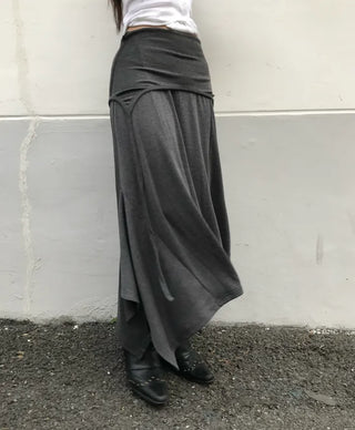 Layered Folding Long Skirt Maxi Petite Girl Spring