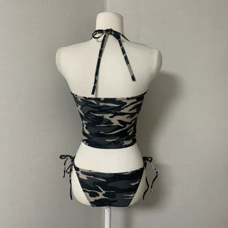 Camo Cover-up Bikini Set Resort Southeast Asia Pool