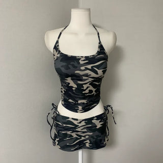 Camo Cover-up Bikini Set Resort Southeast Asia Pool