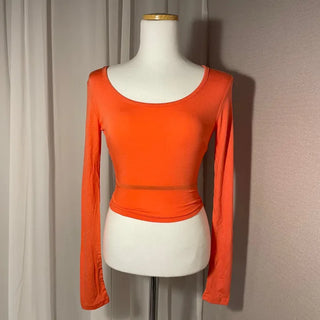 U-neck Crop Long Sleeve T-shirt