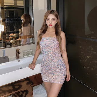 Sequin Party Tube Top Tank Dress