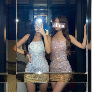 Sequin Party Tube Top Tank Dress