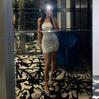 Sequin Party Tube Top Tank Dress