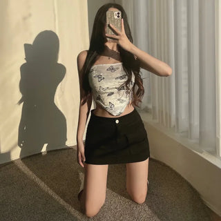 Stretch Pocket Micro Mini Low-Rise Hip Skirt